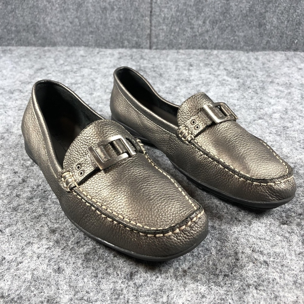 Naturalizer Shoes‎ Womens Size 8.5 M Metallic Pewter Pixie Loafers Driving Moc